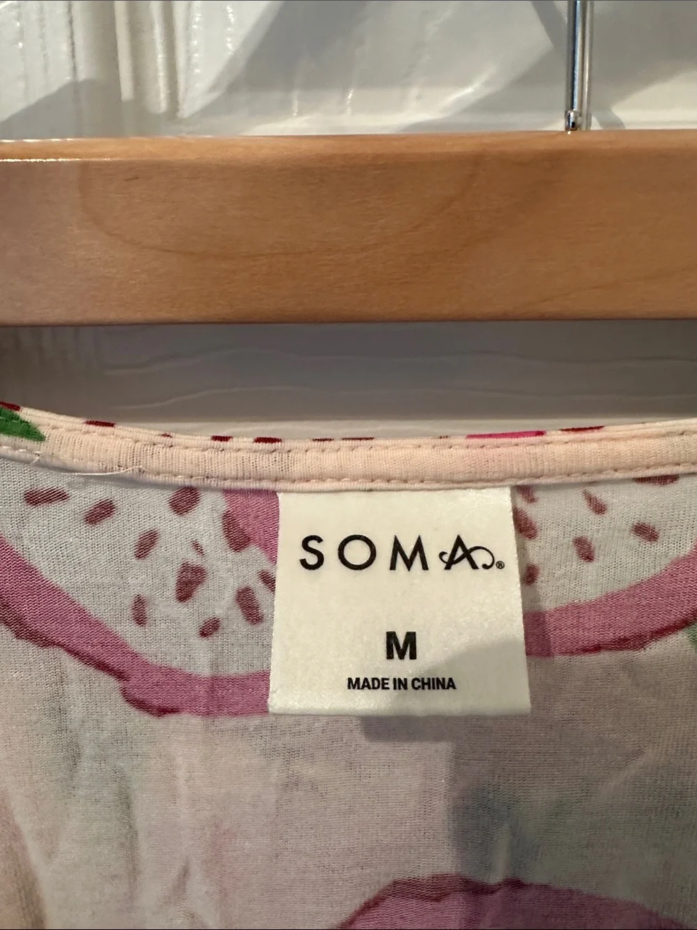 Soma Cream Pink Tropical Fruit Short Sleeve Pajama Set